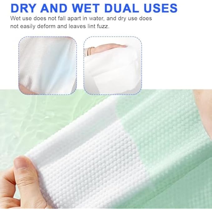 KASTWAVE FACIAL TOWELS 2 PACK, SOFT DISPOSABLE COTTON FACE WIPES, 120 COUNT, 20X20CM DRY & WET TOWELETTES FOR SKIN CARE, MAKEUP REMOVAL, FACIAL CLEANING, GENTLE WIPES FOR SENSITIVE SKIN - Image 3